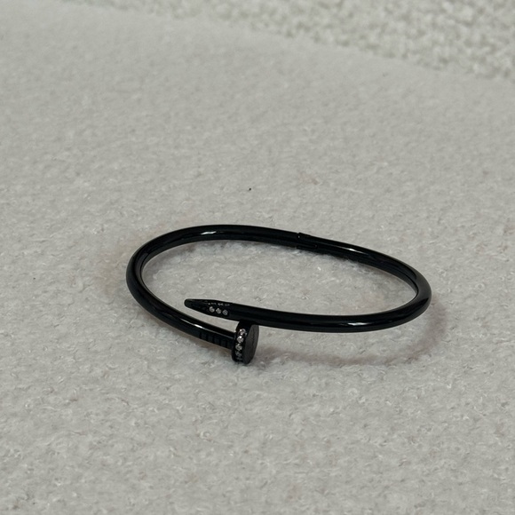 Nail cuff bracelet with stones black rhodium plated alloy size19-20cm - Picture 6 of 6